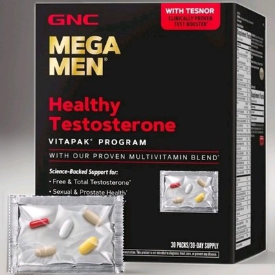 GNC Mega Men Healthy Test Vitapak Program 30 Packs  30 Day Sup