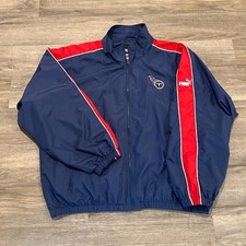 VTG Puma Tennessee Titans NFL Windbreaker Jacket Mens 2XL Navy Blue Red P505A