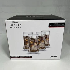 JoyJolt Disney Mickey Mouse Yikes 18.5 Oz Crystal Highball Glasses Disney Unique