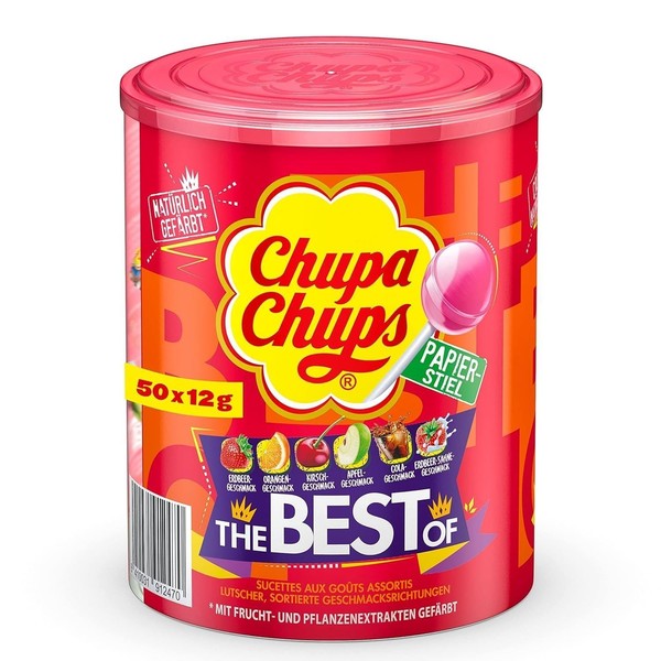 Chupa Chups Best Of Lutscherdose Aufbewahrungsdose 7 Geschmack 50 Lutscher 600G-image