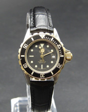 Ladies Tag Heuer Professional 200M 980.018 Watch Black Dial Black Leather Strap