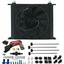 34 Row Transmission Oil Cooler Fan 6an Hose Fitting 180f Temperature Switch Kit