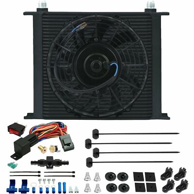 Electric Cooler 26 Row 6AN 3/8" Transmission Cooler Electric Fan In-Hose Tru Cool 40k Transmission Cooler - Foto 4