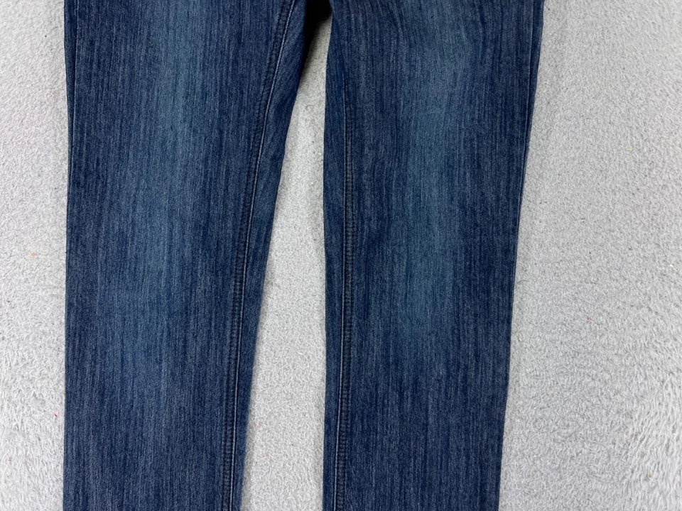 Pantalones de mezclilla Clash para mujer 9 azules tiro bajo ajustados algodón oscuro brillante 29x30 Foto 3 de 4