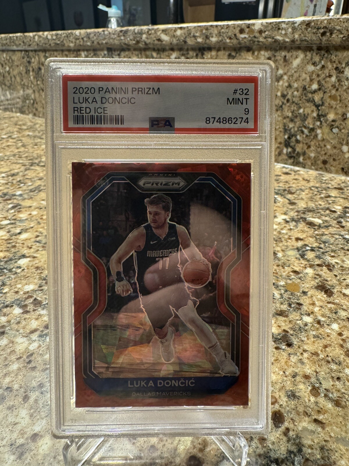 2020-21 Panini Prizm Luka Doncic Red Ice Prizm PSA 9 No. 32 Mavericks
