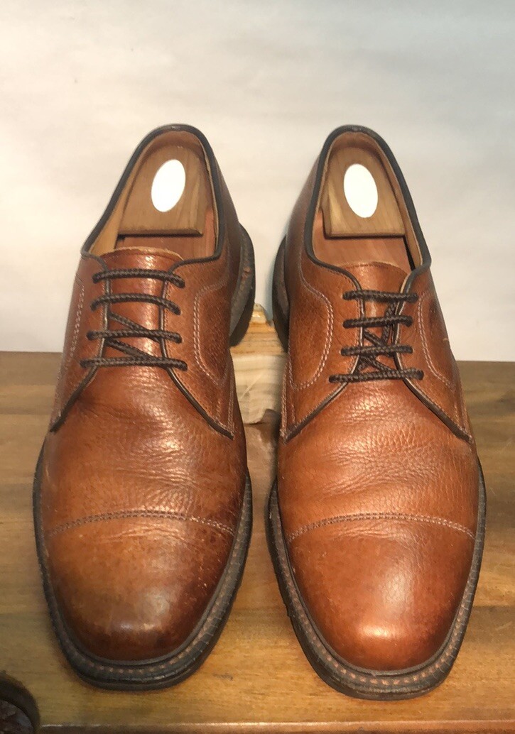 SAOLA Punta berretto in pelle marrone Allen Edmonds Becker a grana taglia 10 5 D