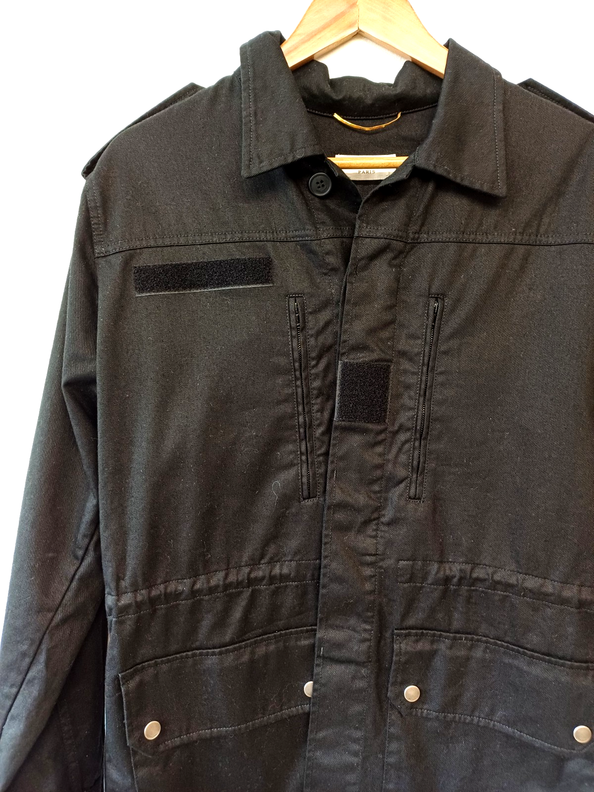 Cappotto parka Saint Laurent retro glitter logo nero giacca leggera taglia large