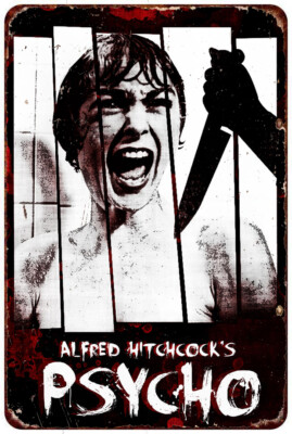 Psycho Sign Psycho 1960 psychological horror movie Vintage Look Reproduction metal ...