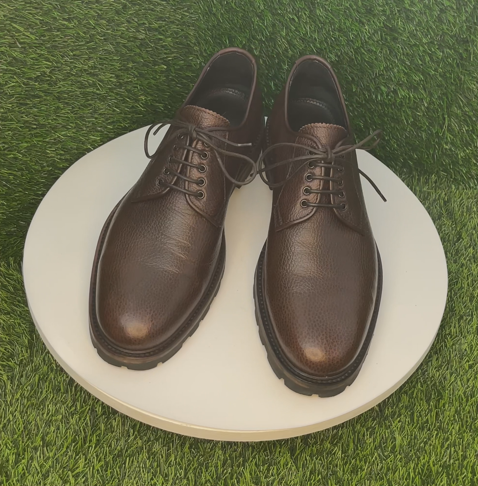 SAOLA Aquatalia Uomo Borgogna James Impermeabile Ciottolato Derby Taglia US12 UK11 Stringate