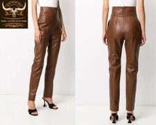 Leather Pants Women Black Real Soft Skinny Straight Leg Trousers USA