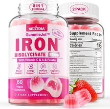 Iron Bisglycinate 26Mg Filled Gummies- Gentle Beet Root Iron Gummy plus Vitam...