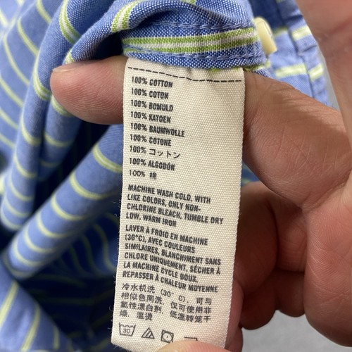 Abercrombie Fitch Muscle Shirt Mens Large Button Down Stripe Cotton Preppy Moose - Picture 13 of 18