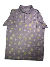 Boston Scott Polo Shirt Men's Large Gray Geometric Print Stretch Modern Fit