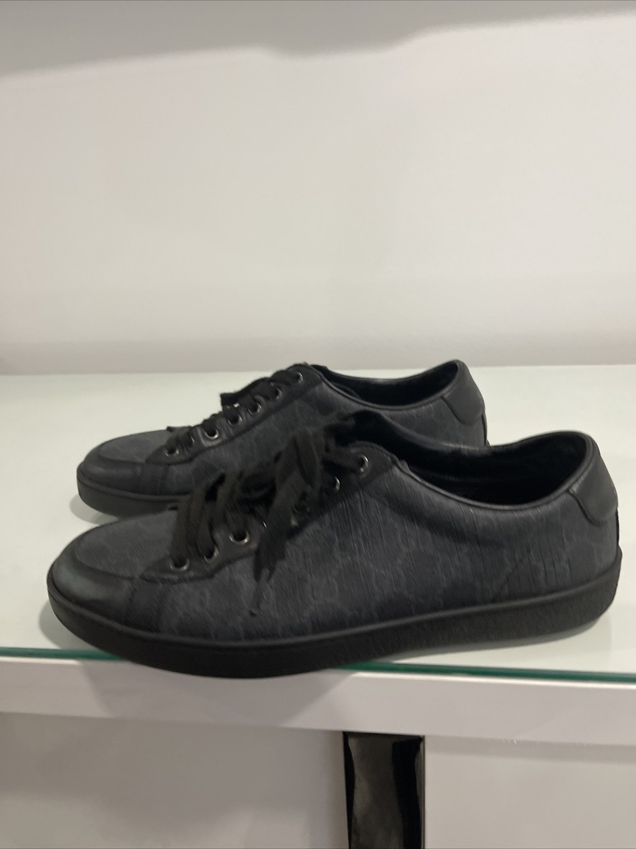 Gucci Men's 325370 Black / Grey Coated Canvas GG Low Top