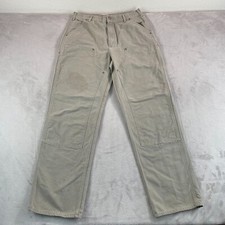 Carhartt Utility Double Knee Washed Duck Pants Men 34x35 Grey Loose Fit WorkWear