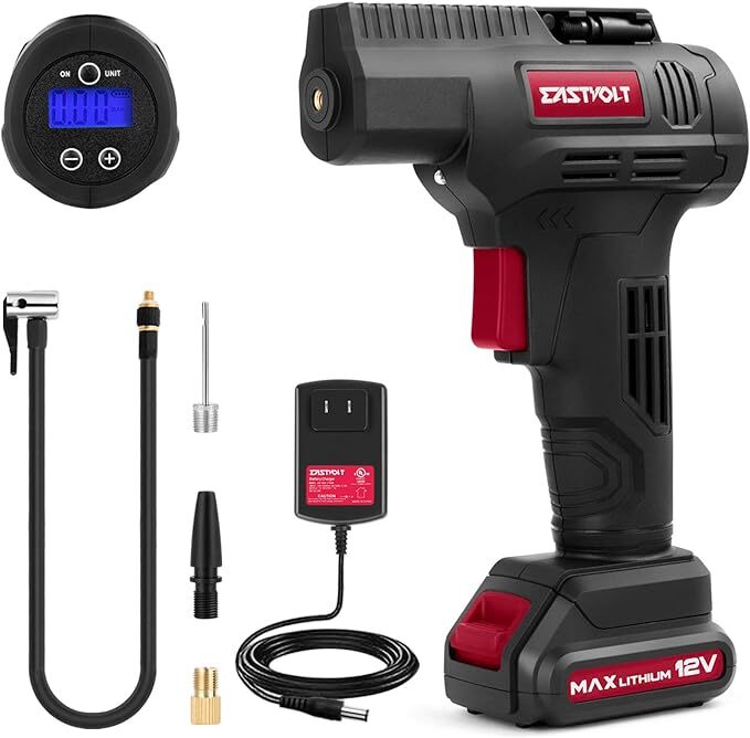 Eastvolt 12V Tire Inflator Air Compressor Multi-Purpose Electric Power - BLACK 6290₽