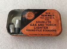 Vintage Shurlite Gas- and Torch Lighter Flints in Tin 200IX Round File Standard