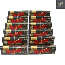 Classic Black 1 1/4 Size Natural Unrefined Ultra Thin 79mm Rolling Papers 12 ...