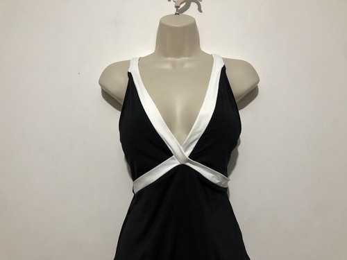 M&S Sun Smart Chlorine Resistant Plunge Swimsuit UPF 50+ UK 14 Black Mix - Picture 3 of 11