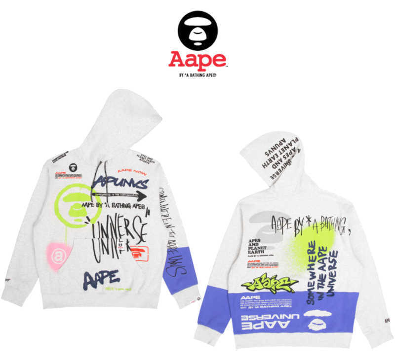 AAPE By A BATHING APE Men's Pullover Hoodie MOONFACE GRAFFITI