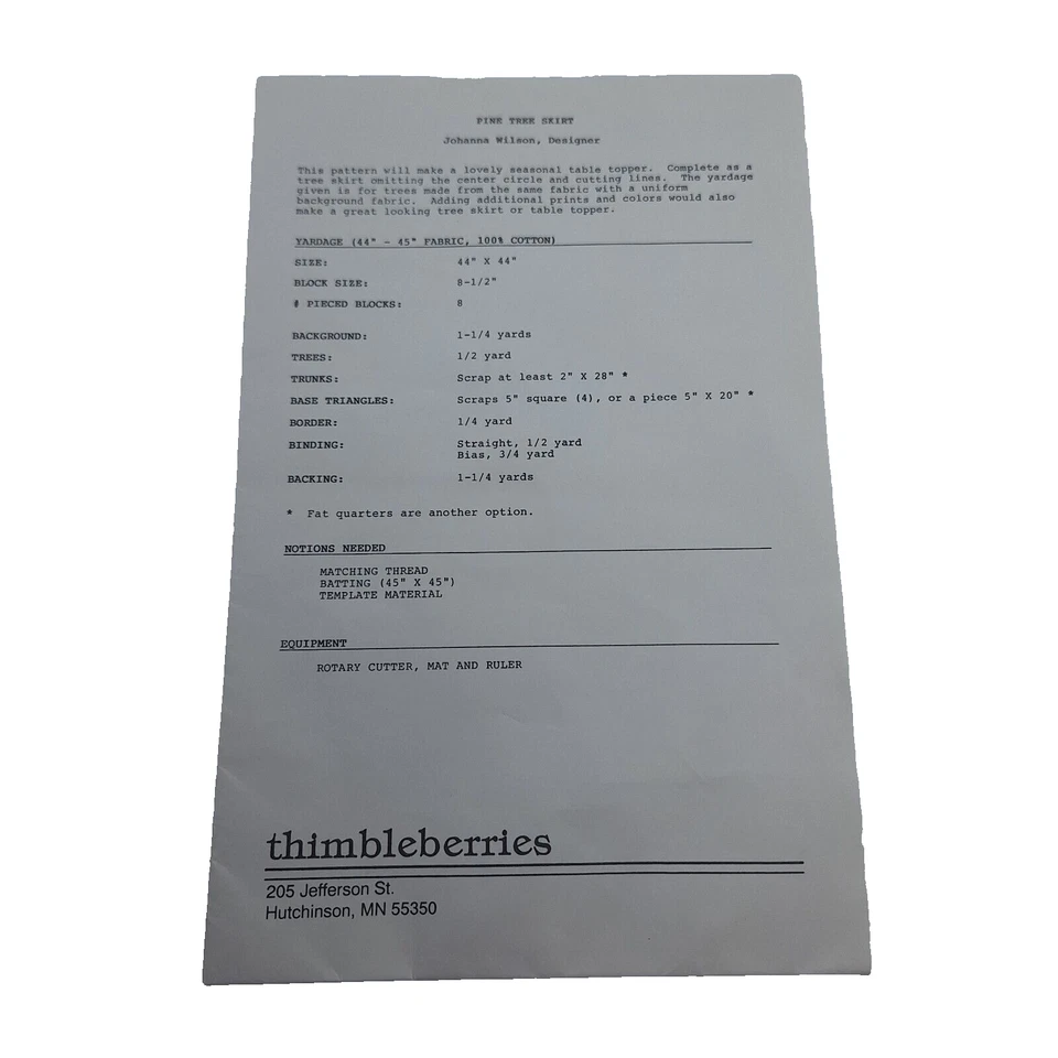 Pine Tree Skirt Quilt Johanna Wilson Thimbleberries Christmas Pattern UC FF - Image 2 of 4