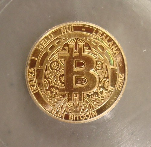 2022 Lealana Redeemed 0.01 Bitcoin 1/10 oz Gold Plated Silver ICG MS69PL Crypto - Picture 3 of 6