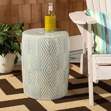Home Hemdi Light Blue Ceramic 18-Inch Indoor/Outdoor Garden Stool Side Table