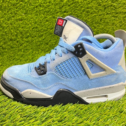 Nike Air Jordan 4 Retro University Blue Boys Size 6Y Athletic Shoes Sneakers - Picture 4 of 12