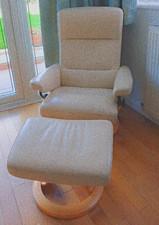 Stressless Erkornes swivel recliner chair, with footstool.