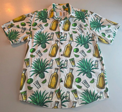 Tropical Bros Mens Tequila Lime Agave Hawaiian Shirt Size Large