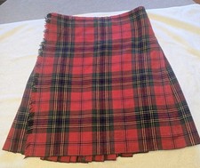 Handmade Red Tartan Wool Tweed Traditional Kilt Skirt w/ Buckle Straps Custom