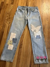 Upcycled Jeans Women s Patchwork Butterfly Boho Vintage Wrangler 30x30
