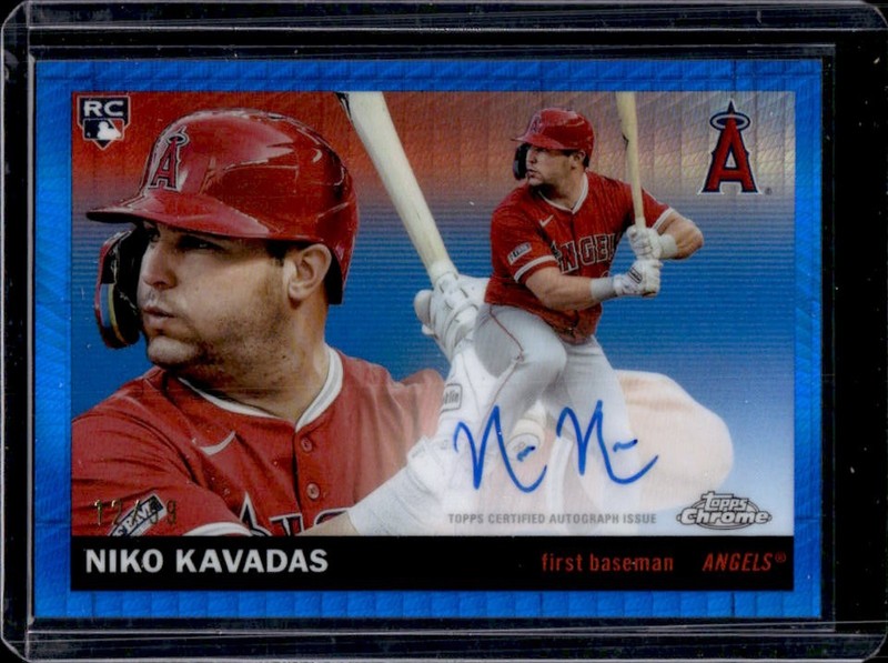 2025 Topps Chrome Platinum Niko Kavadas Auto RC Blue Prism Refractor #/99 Angels