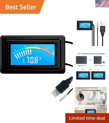 Versatile USB-Powered Digital Thermometer for Aquariums, Vehicles & Incubators