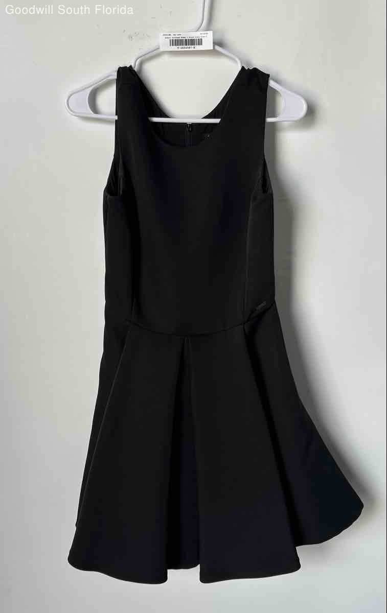 Armani Exchange Womens Black Round Neck Sleeveless Back Zip A-Line Dress Size 4
