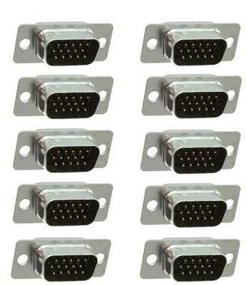 10 Pcs DB15 Male HD15 15-Pin D-SUB VGA SVGA Connector Solder Cup Socket Gold