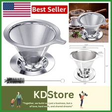 Single Cup Pour Over Coffee Dripper - Durable Stainless Steel and Easy to Clean