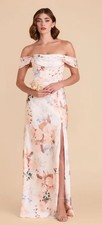 NWT Birdy Grey Mia Matte Satin Dress Convertible Floor Dress Sz S Floral Bouquet