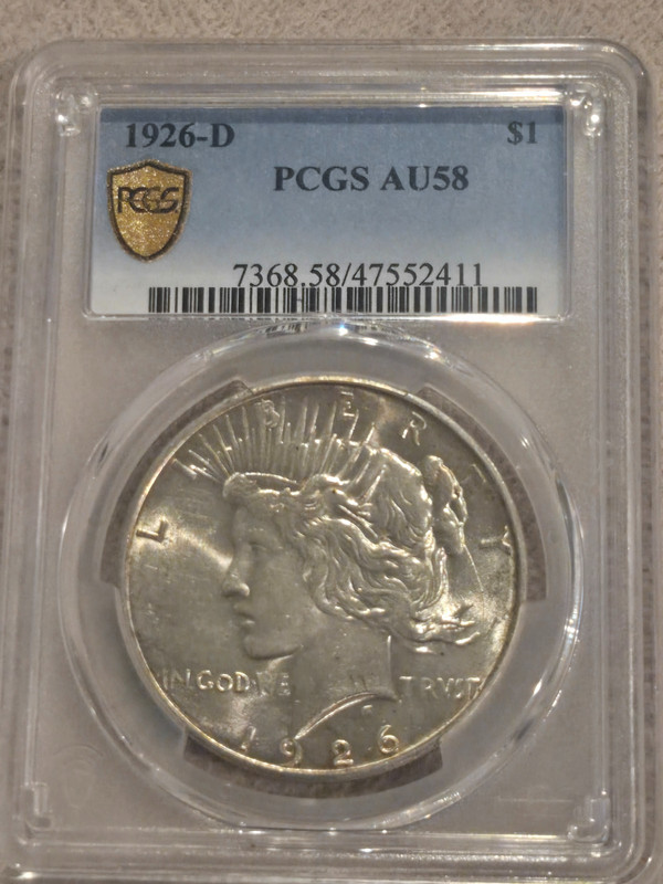 1926 D Peace Silver Dollar  PCGS AU58