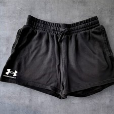 Under Armour Fleece Shorts Small Black Drawstring Loose Fit