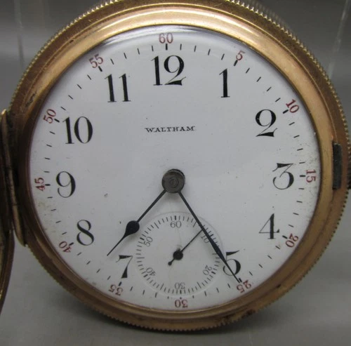 ANTIQUE 14K GOLD FILLED FULL HUNTER POCKET WATCH BY WALTHAM MASS USA 53mm c1896