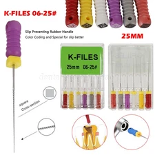 10-100 Dental Endodontic Endo Root Canal K-File Steel 25mm Assorted Hand Use