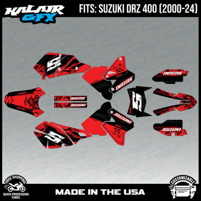 Graphics kit for Suzuki DRZ400 SM, S and E (2000-2024) NightCity -Red