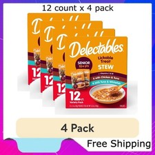 4 pack Delectables Stew Senior 10 Variety Pack Lickable Cat Treats, 12-Pack
