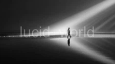 4 Black&White AI Surreal Man Silhouette Digital Art Image/PROMPT Wallpaper Pic