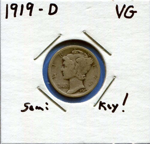 W@W 1919-d  MERCURY DIME !!!! ( Lower Mintage !!!! ) VG  !!!!!