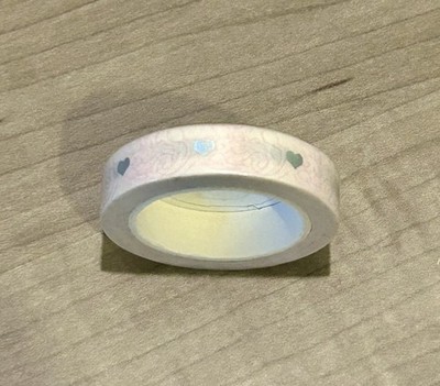 NEW *older* Marshmallow Studio Silver Holo Hearts white washi tape 10 mm roll