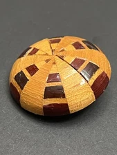 Beautiful Vintage Marquetry Wood Button - 1-3/16" (S38)