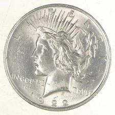 (1) Choice AU/UNC 1922 Peace US Silver Dollar - 90% Silver - Philadelphia Minted