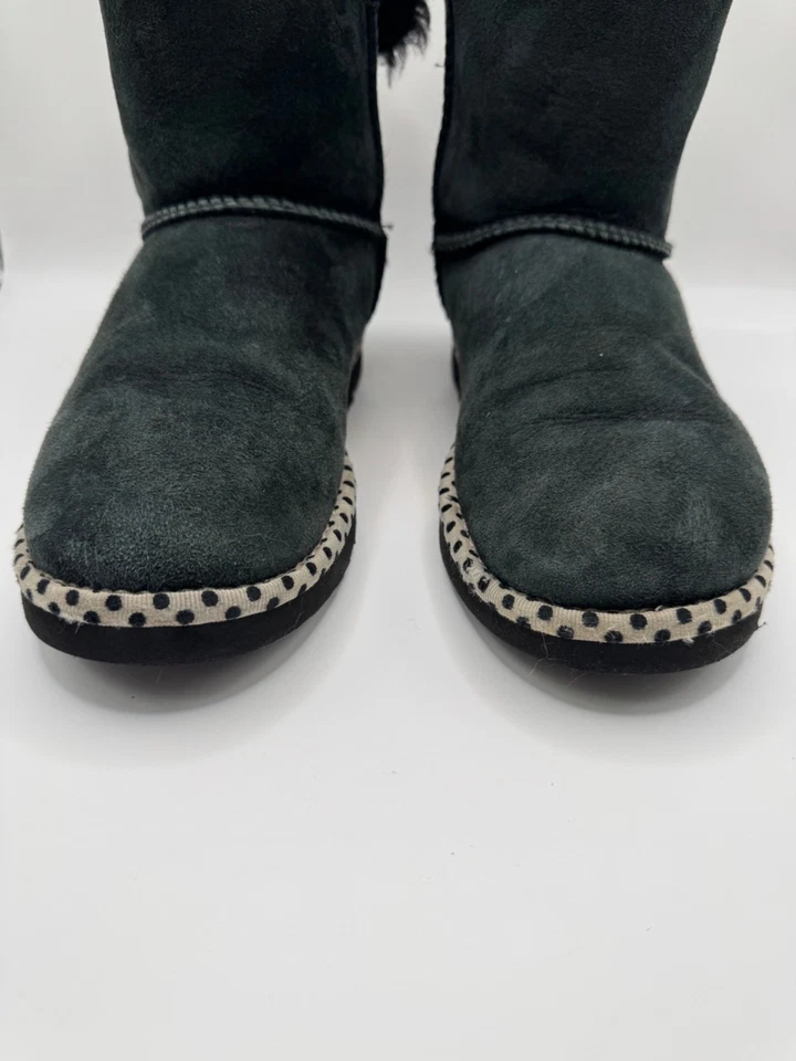Botas Ugg Mujer 7 Negro Marfil Borde Lunares 78 Bailey Bow Clásicas Mini Exterior Foto 3 de 4